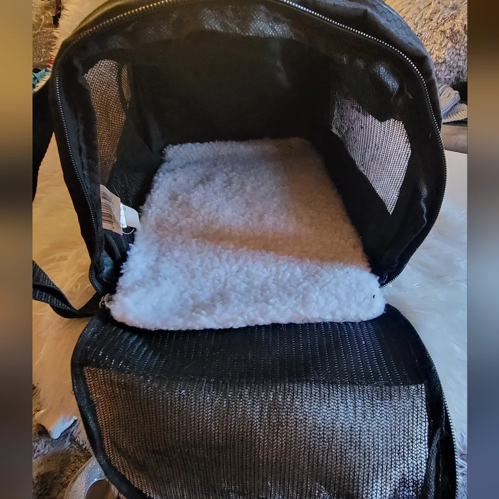 Small Black Mesh/Canvas Pet Carrier Tote